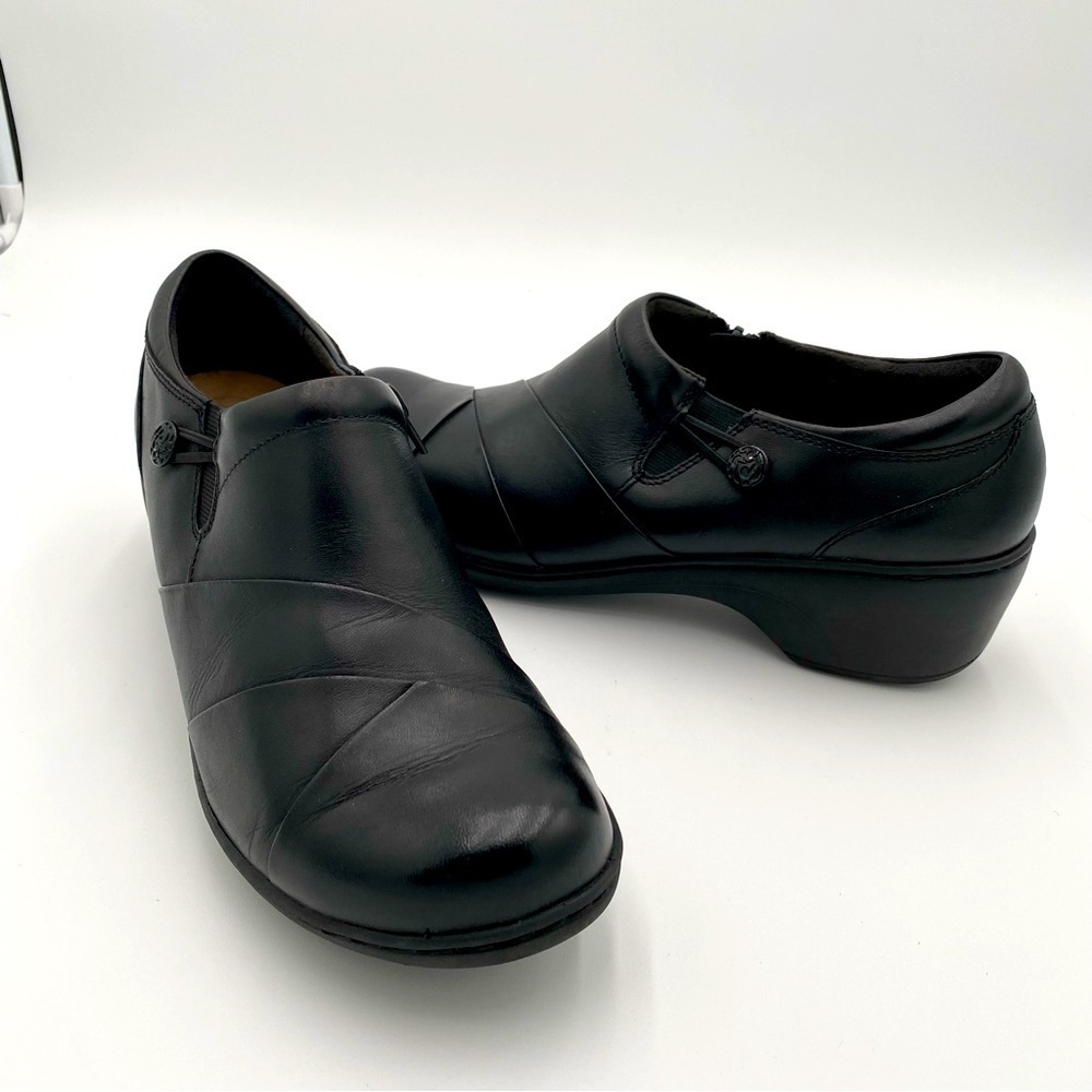 Clarks Collection Women’s Channing Ann Soft Cushion Black Clogs Flats Shoes 11